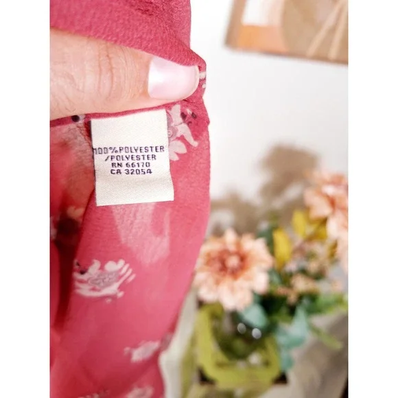 Free People Women's Flutter Sleeve Floral Blouse Medium Red - Picture 9 of 9